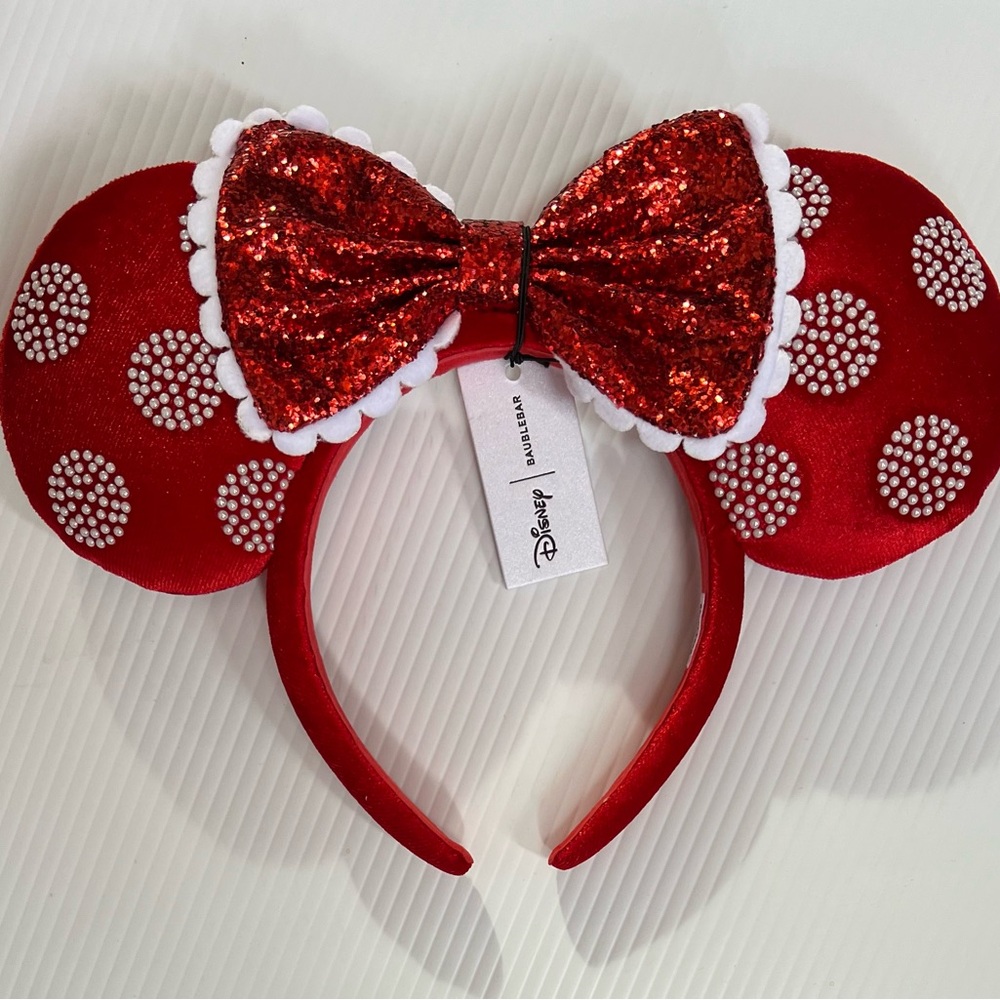 BaubleBar Red Glitter Bow Headband